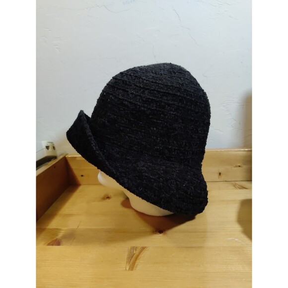 Vintage Betmar New York Hat Cloche Style Pebbled Black Soft  Packable - Picture 2 of 7